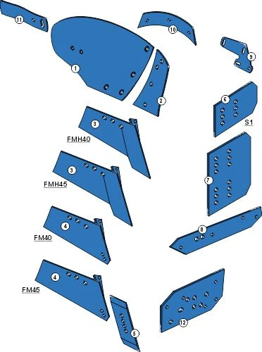 Explosionszeichnung Frost Pflugkörper Typ UNK340